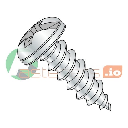 Sheet Metal Screw, #10 X 2 In, Zinc Plated Steel Pan Head Combination Drive, 1500 PK